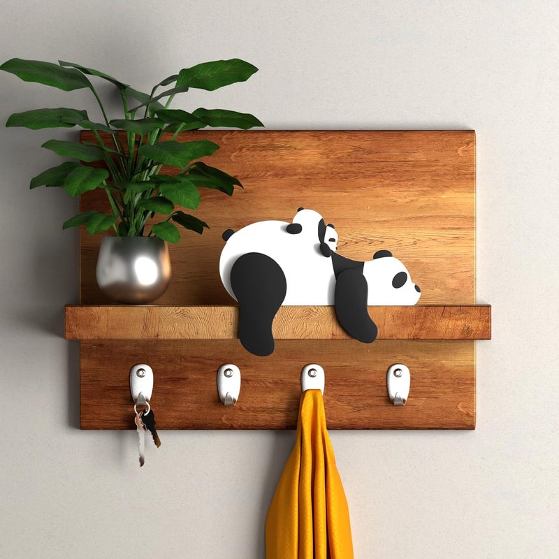 Putska Woodland Nursery Decor - Wooden Animal for Baby Boy Nursery Decor, Forest Decoration for Room, Shelf, Bedroom (Panda) - Image 3